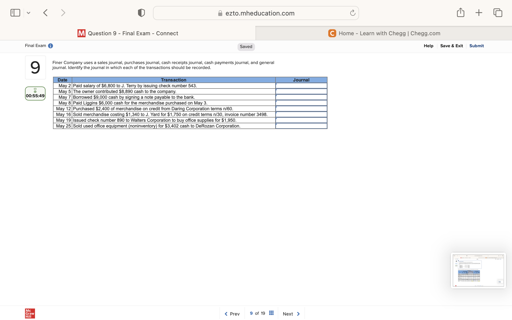 v ezto.mheducation.com + M Question 7 - Final