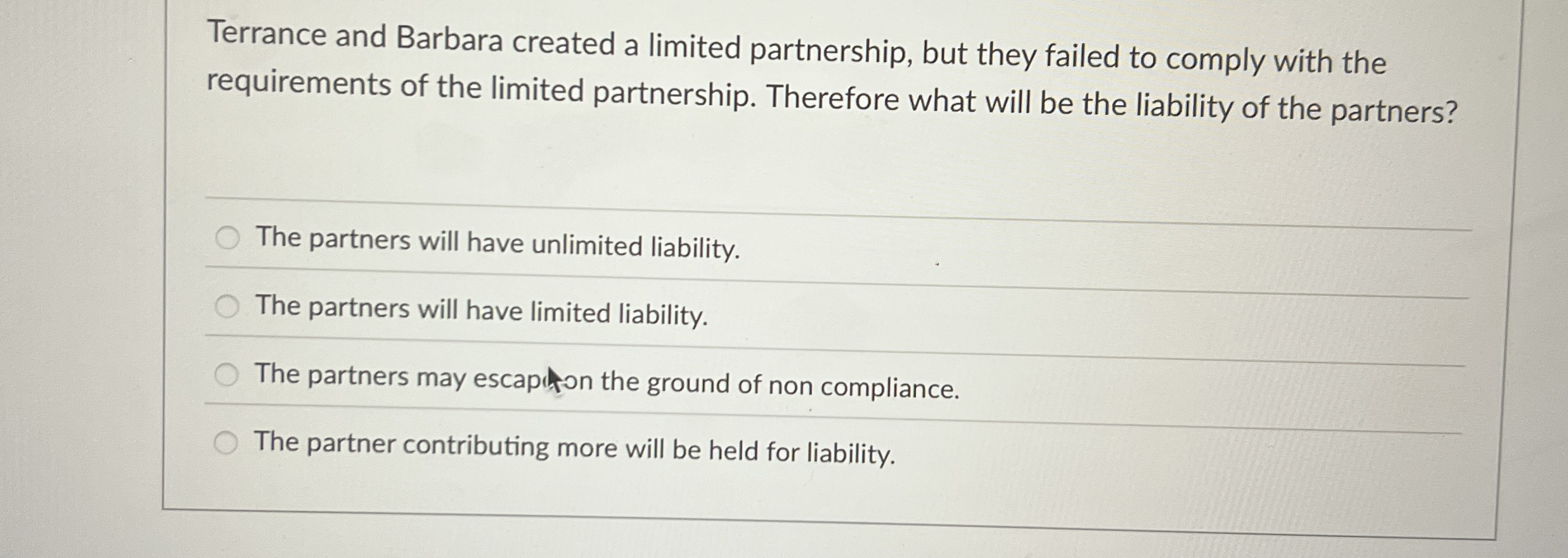 Terrance and Barbara created a limited