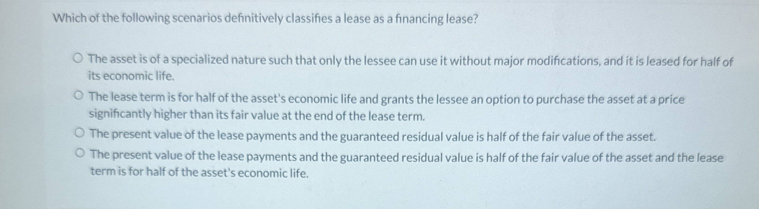 Which of the following scenarios definitively