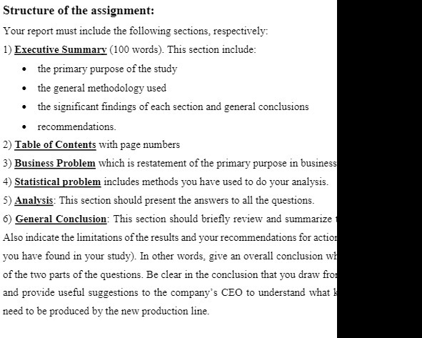 Structure of the assignment: Your report must