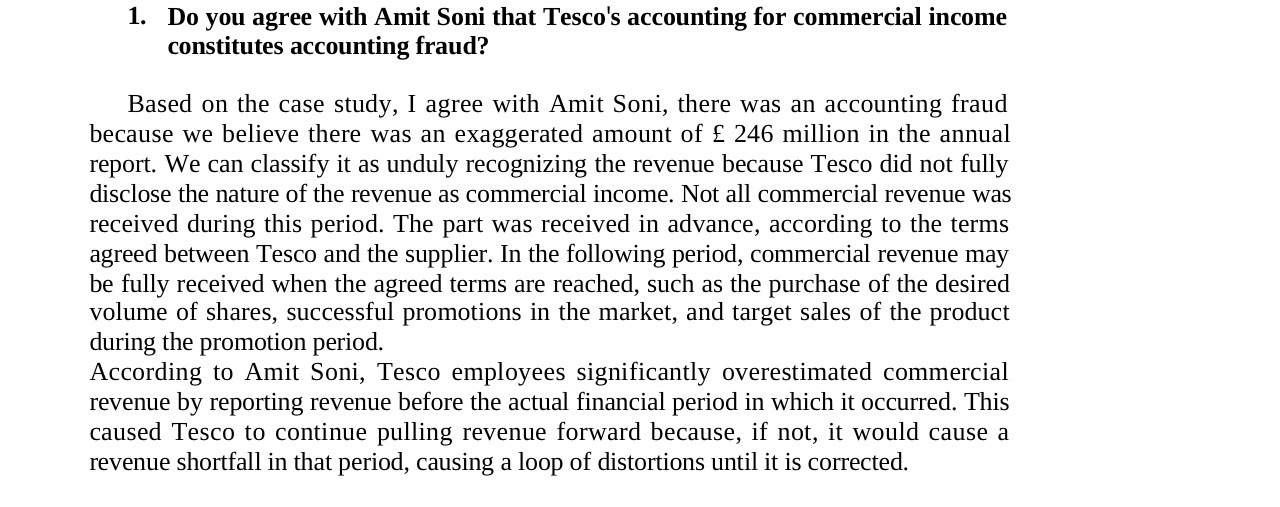 1. Do you agree with Amit Soni that Tesco's