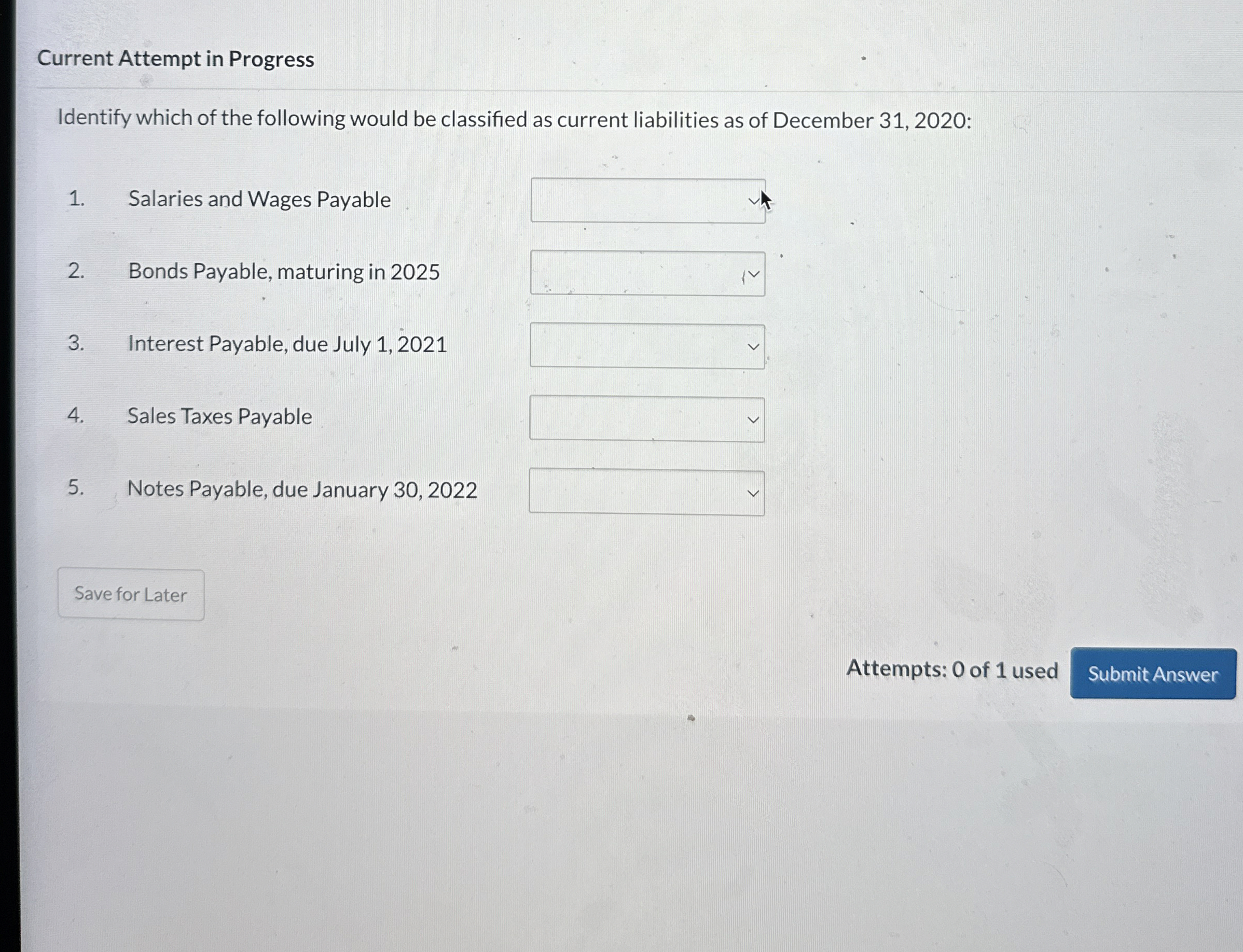 Current Attempt in Progress Identify which of the
