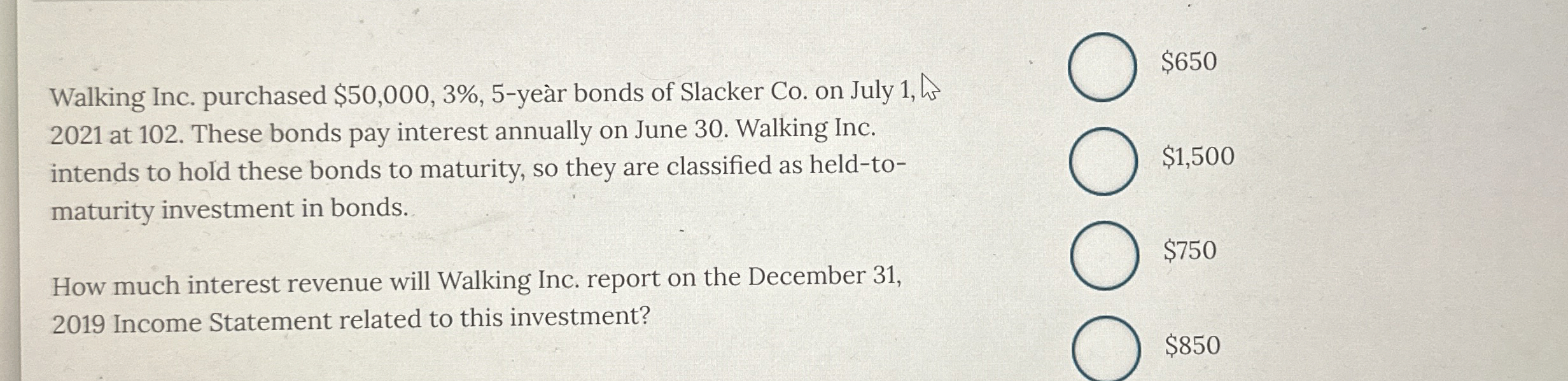 Walking Inc. purchased $ 5 0 , 0 0 0 , 3 % , 5 -