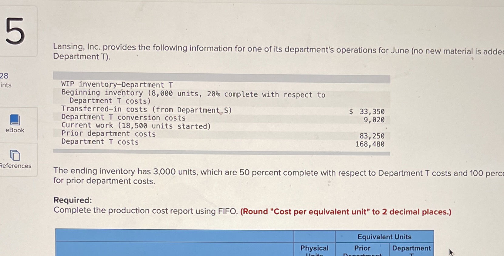 5 Lansing, Inc. provides the following