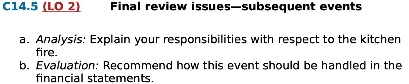 C14.5 (LO 2) Final review issuessubsequent events