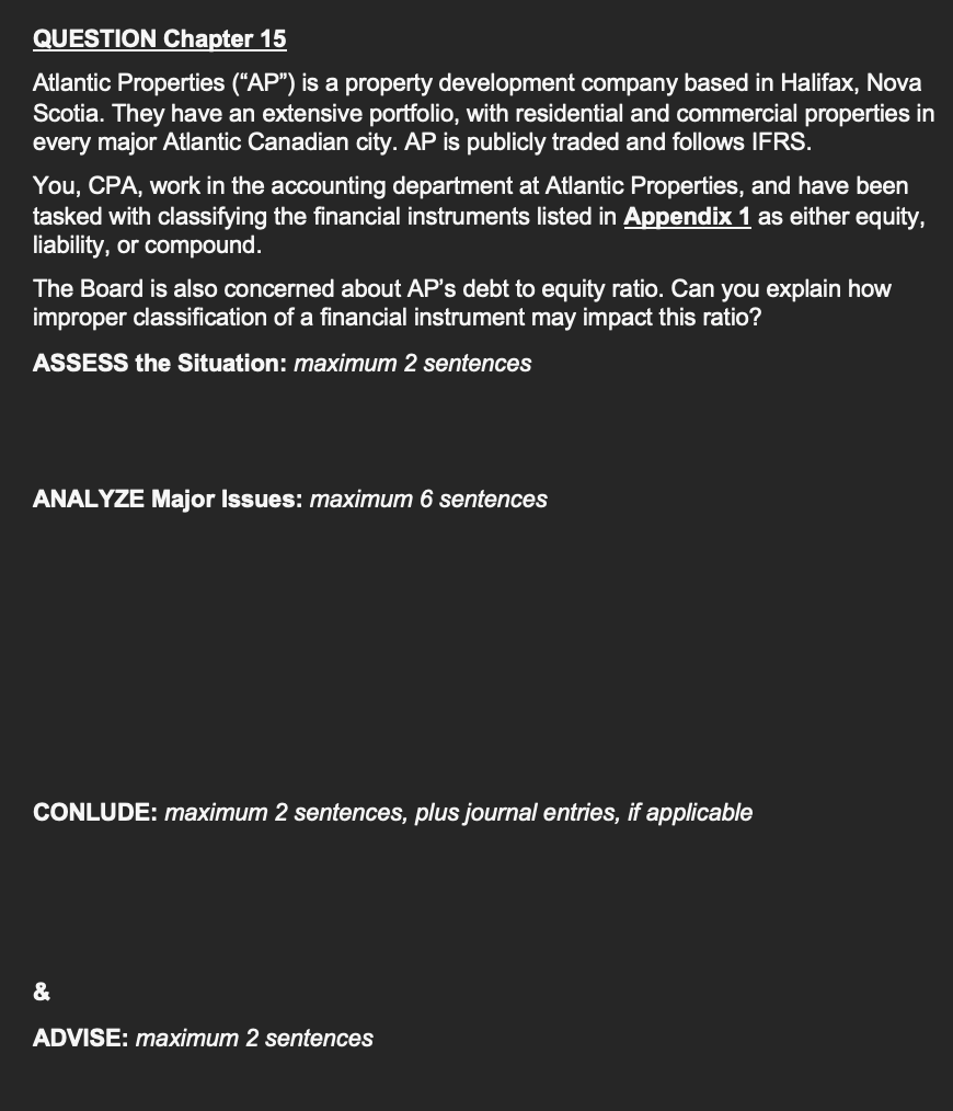 Please provide general ideas QUESTION Chapter 15