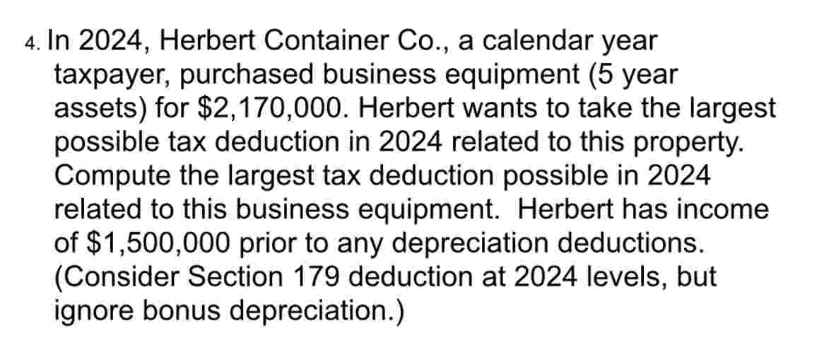 4 . In 2 0 2 4 , Herbert Container Co . , a