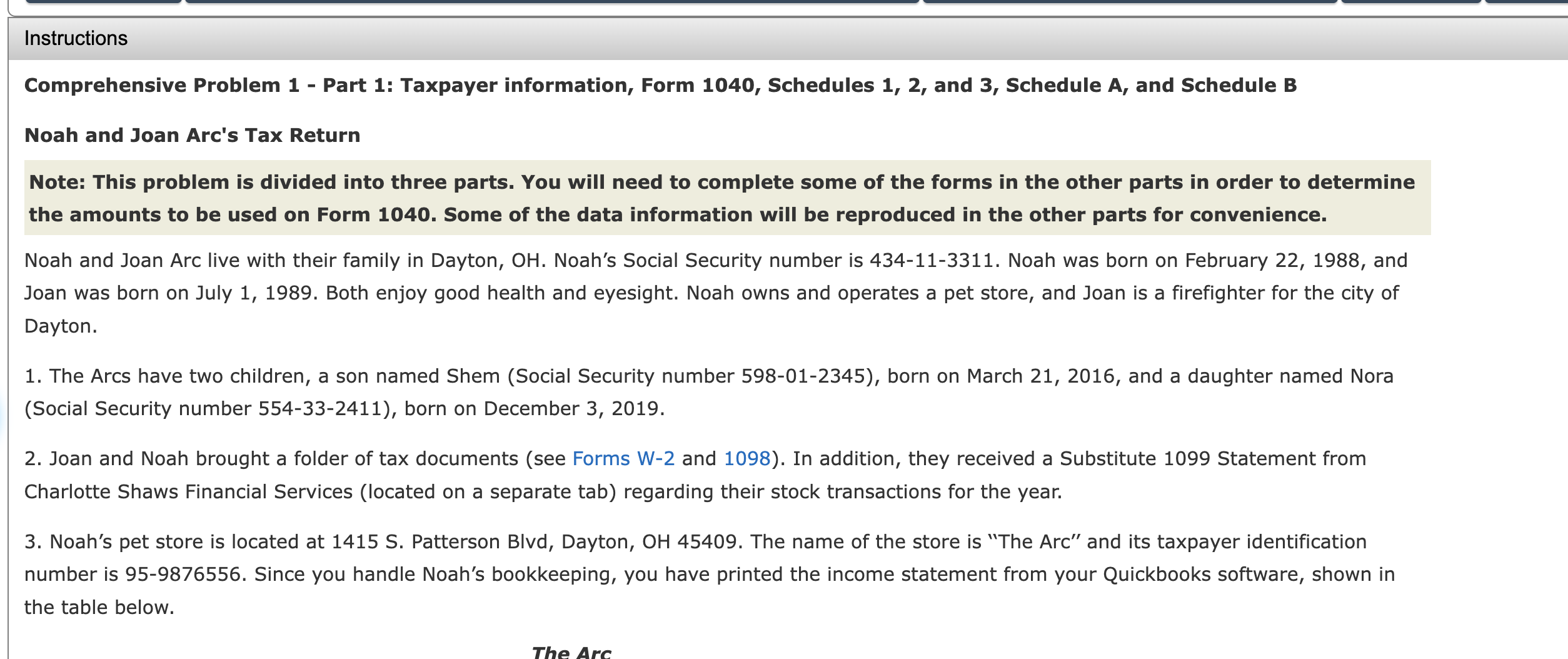 Instructions Comprehensive Problem 1 - Part 1: