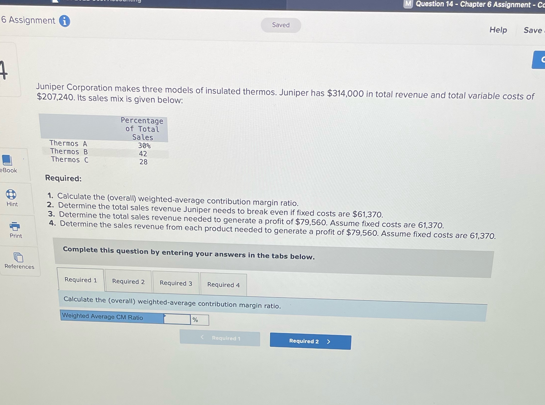 M Question 14 - Chapter 6 Assignment - Co 6