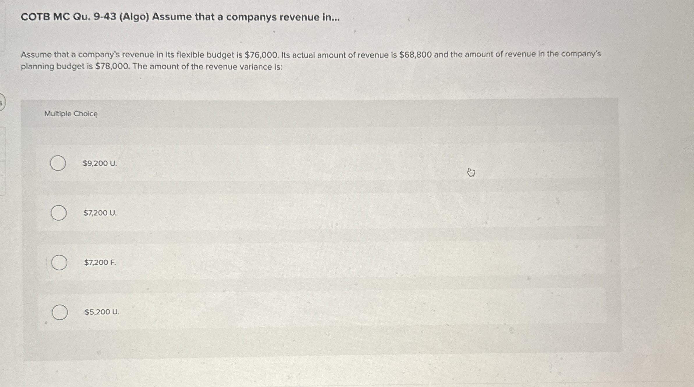 COTB MC Qu . 9 - 4 3 ( Algo ) Assume that a