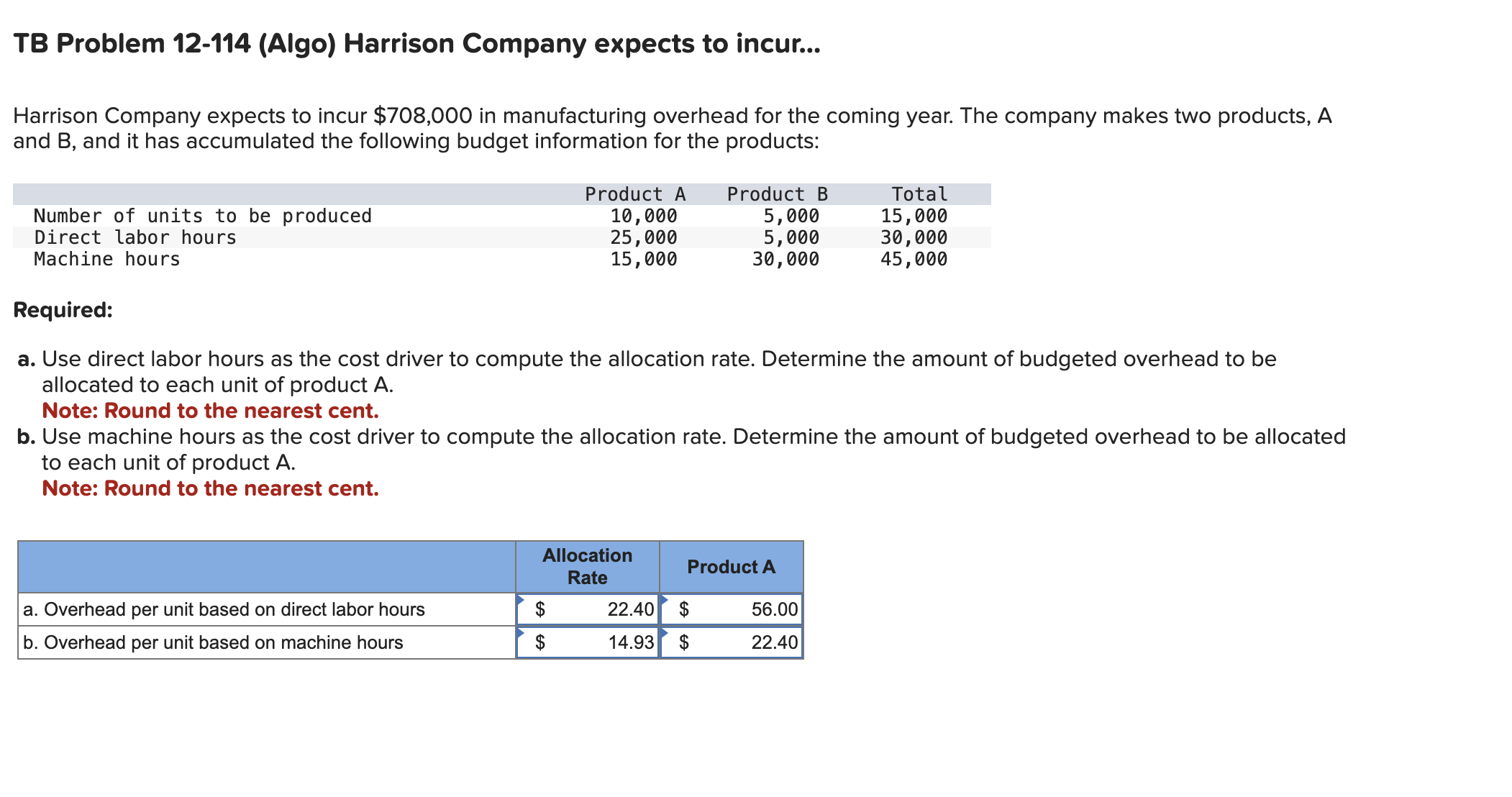 TB Problem 1 2 - 1 1 4 ( Algo ) Harrison Company
