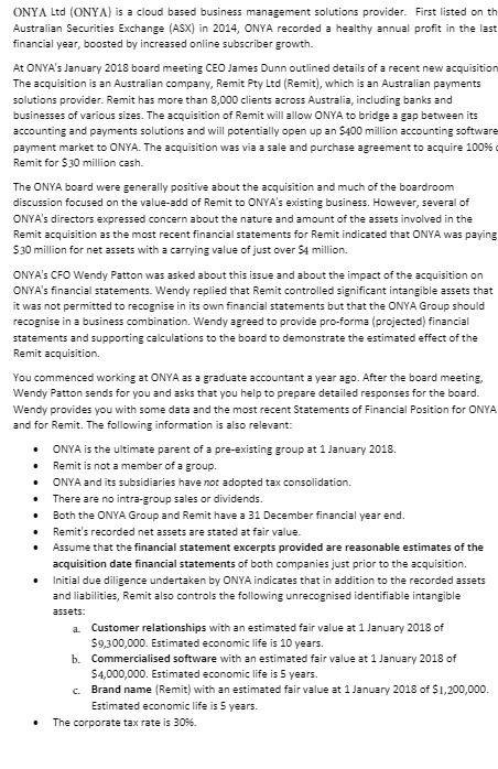 ONYA Lid (ONYA) is a cloud based business