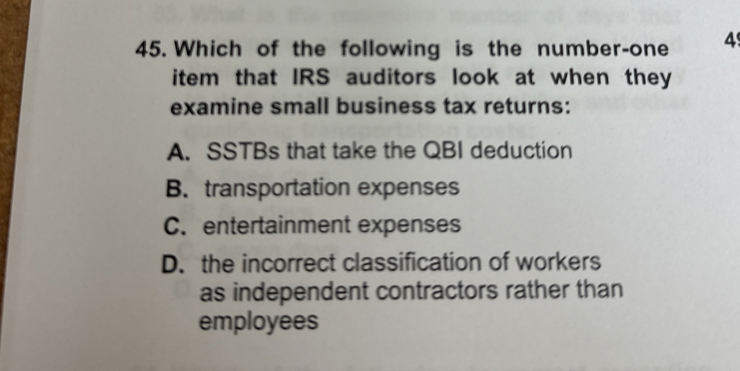 Which of the following is the number - one item