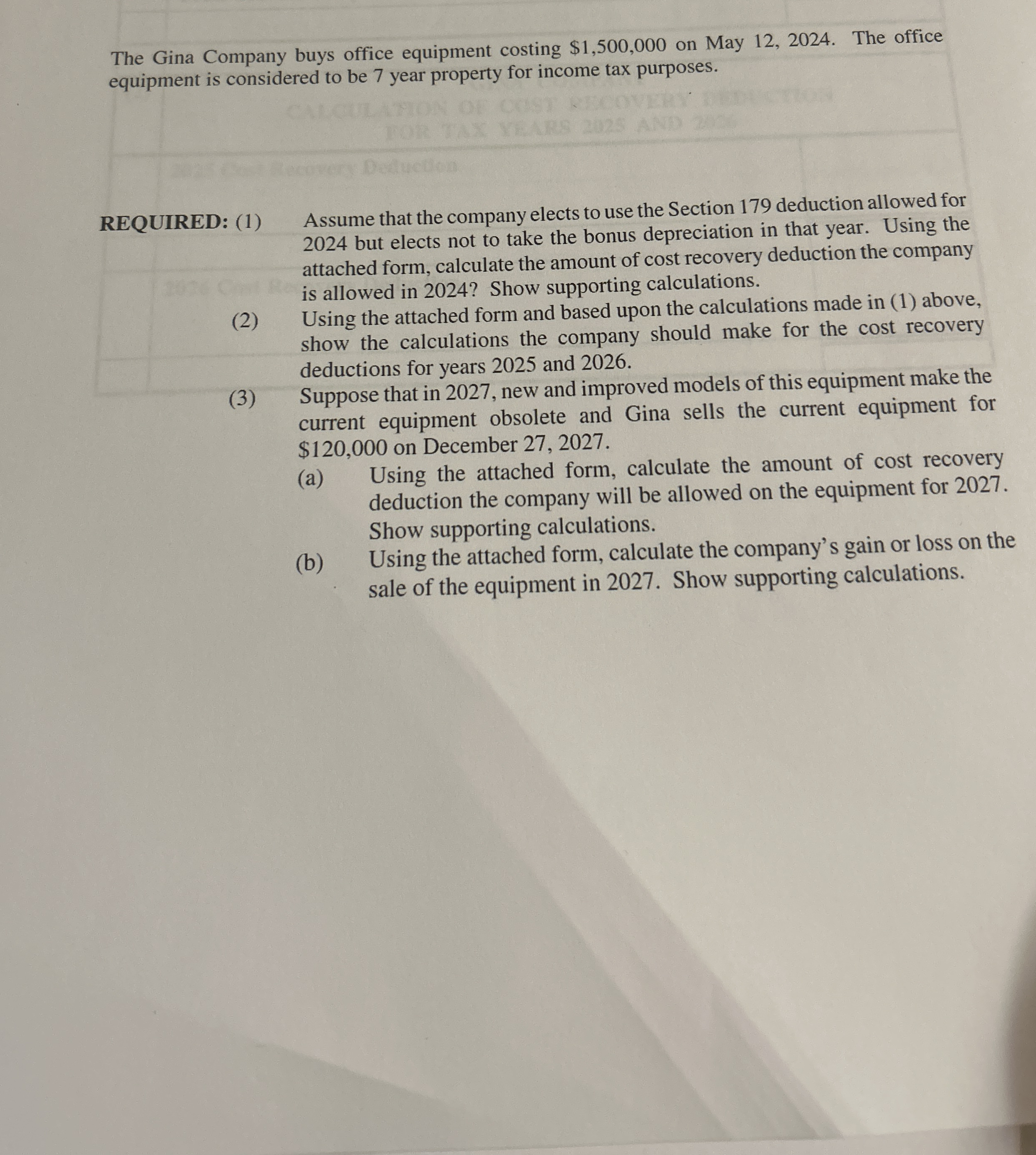 The Gina Company buys office equipment costing $