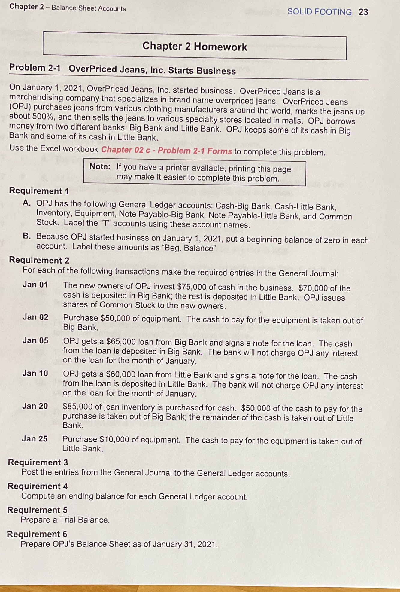Chapter 2 Balance Sheet Accounts SOLID FOOTING 23