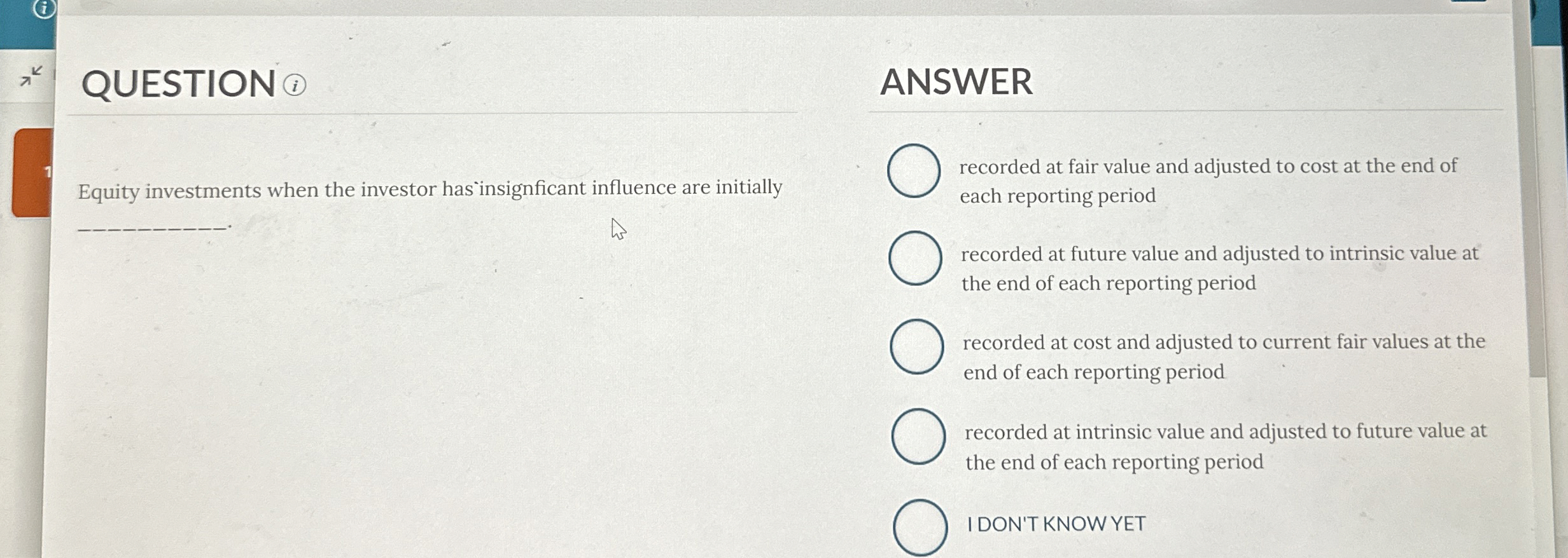 QUESTION ( i ) Equity investments when the