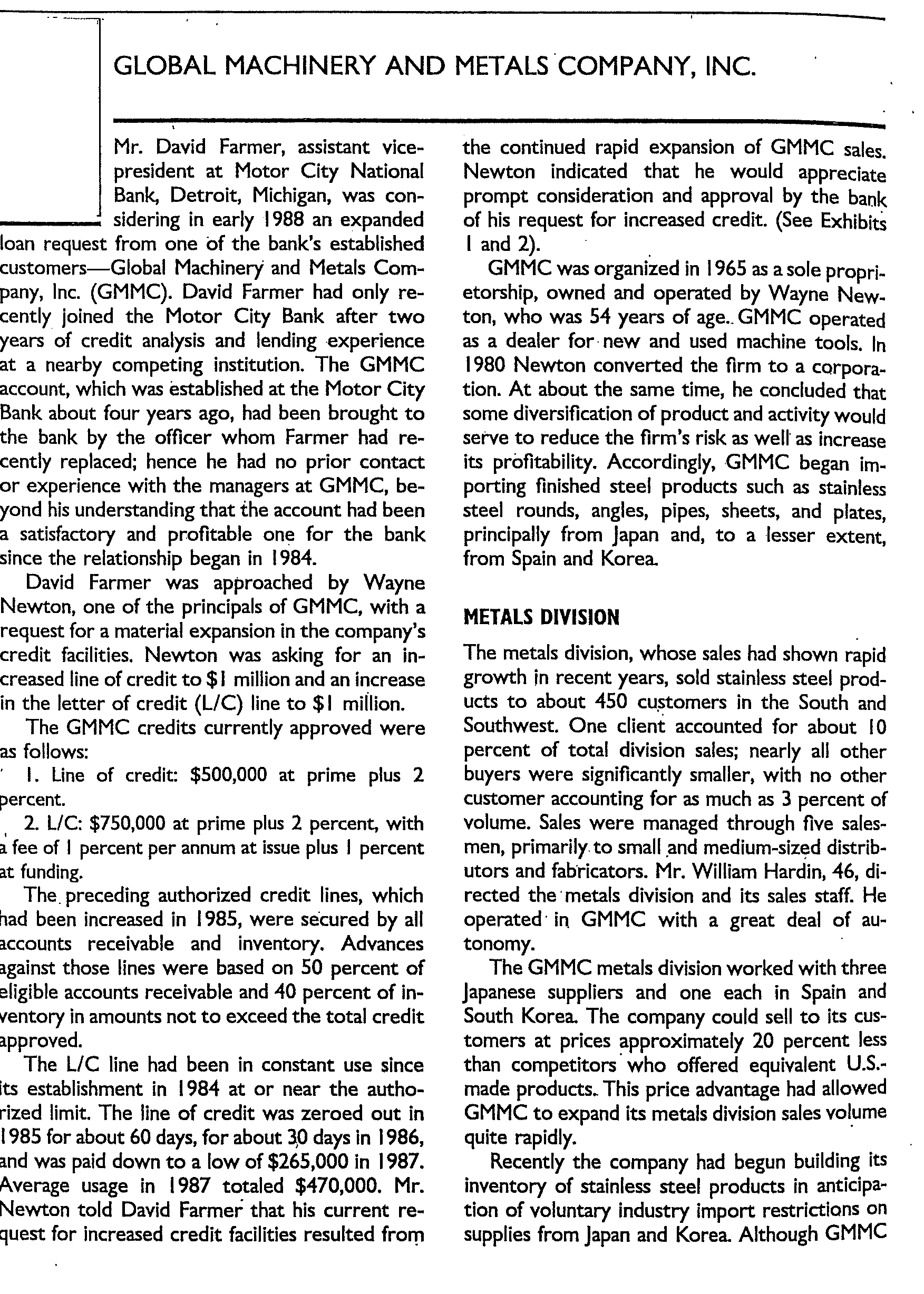 Part A: Global Machinery and Metals Company