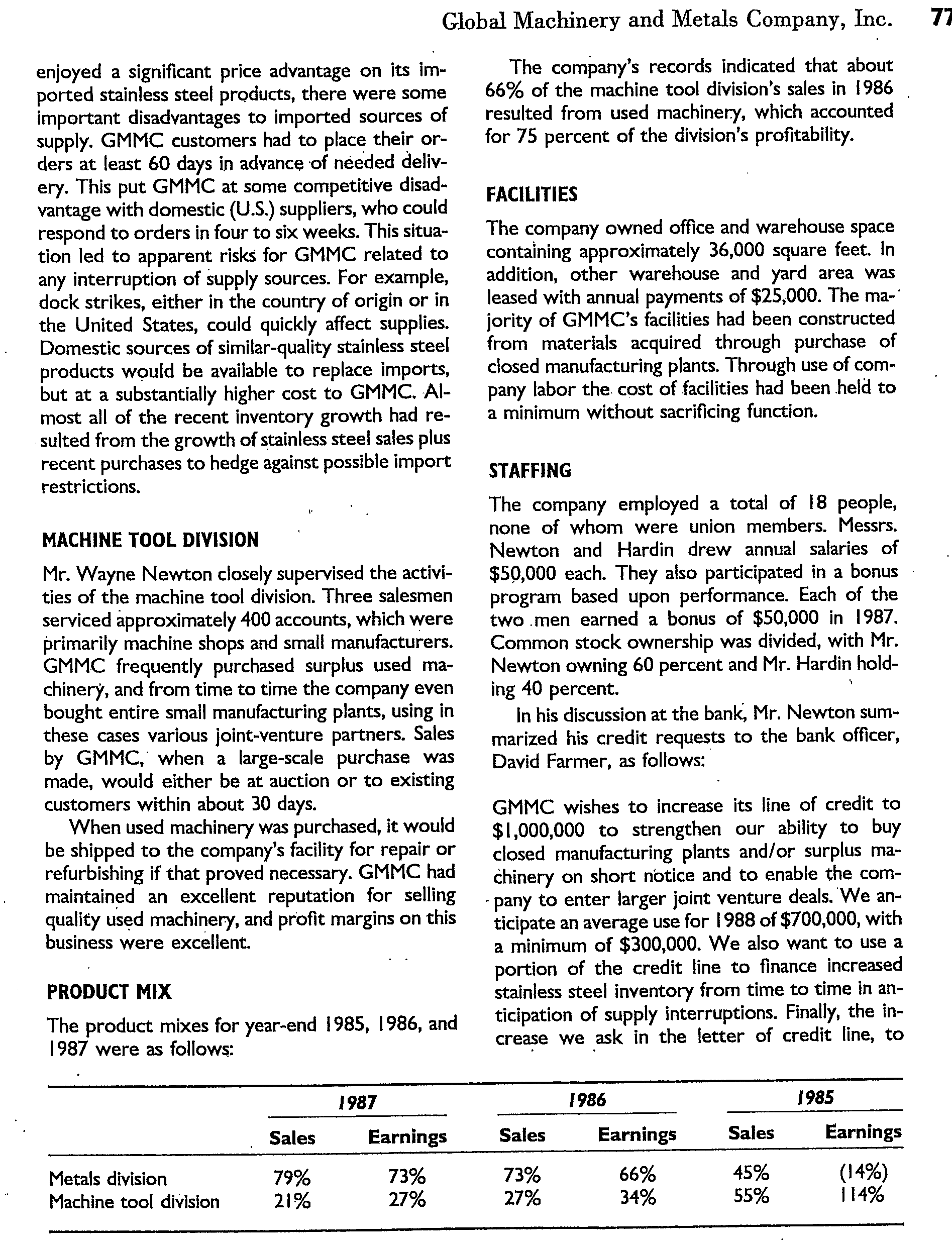 Part A: Global Machinery and Metals Company