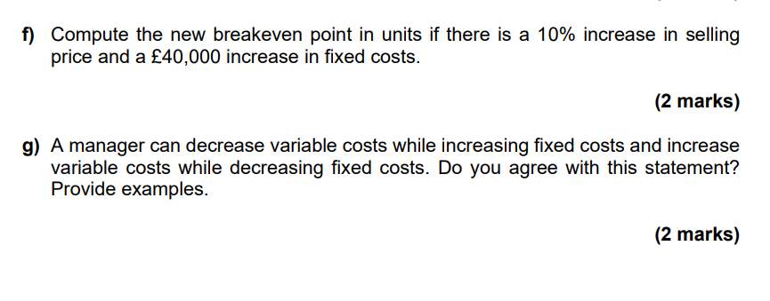 Question 1: CVP Analysis and Balanoe Scorecard