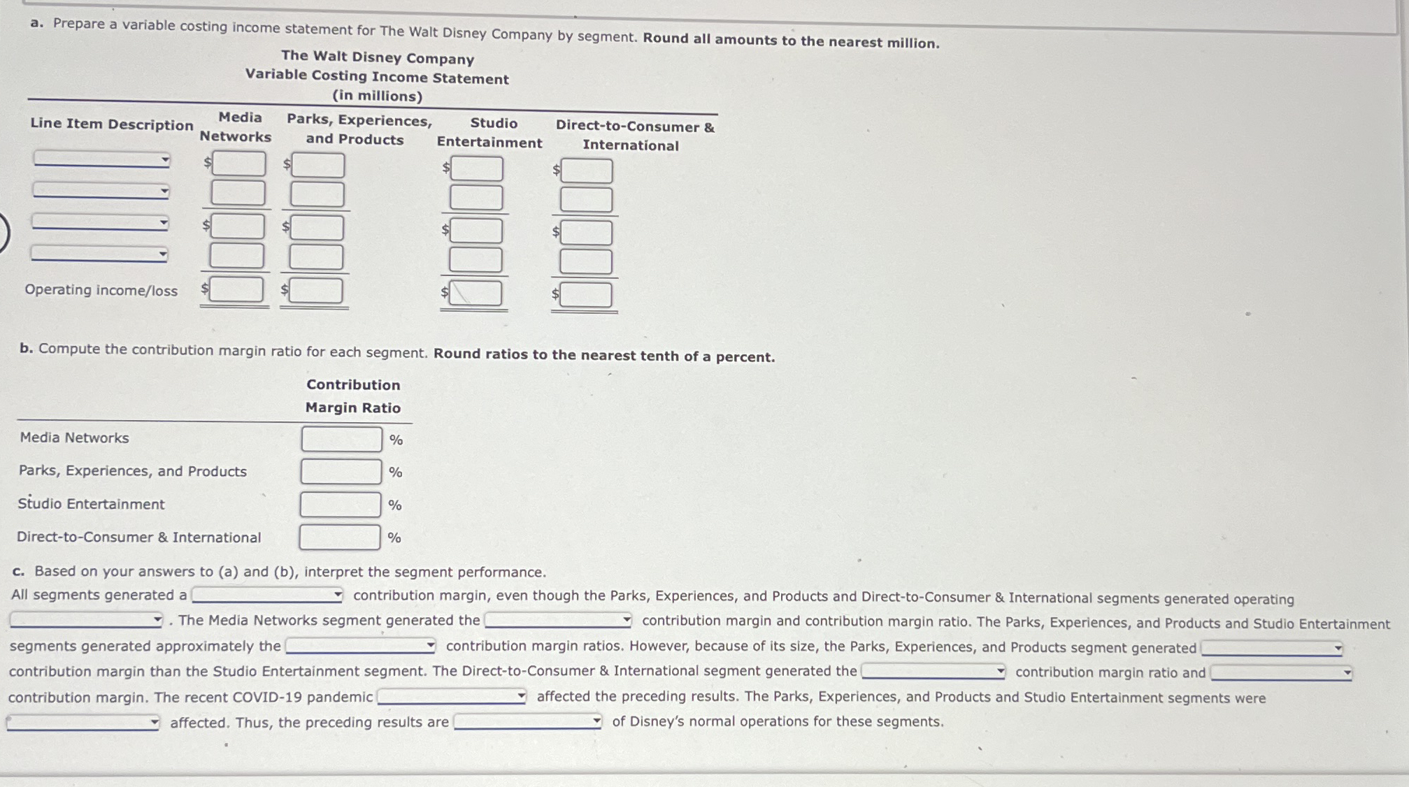 Segment Contribution Margin Analysis The Walt
