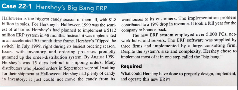 Subject: Accounting Information System Case 22-1