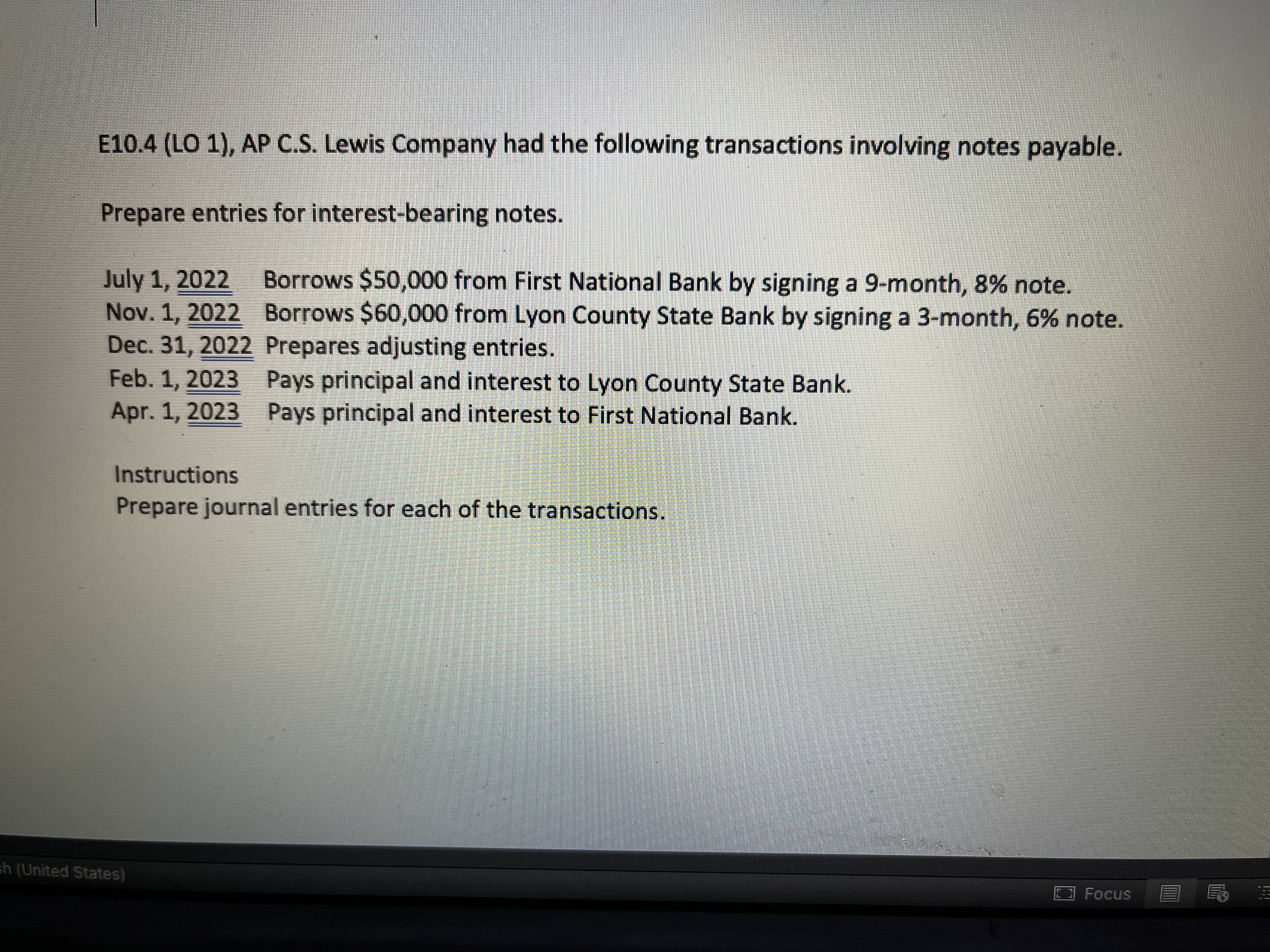 E10.4 (LO 1), AP C.S. Lewis Company had the