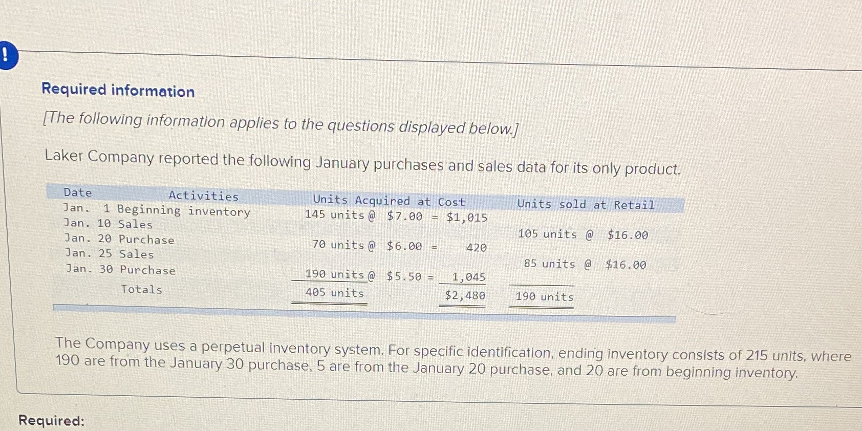 Determine the cost assigned to ending inventory
