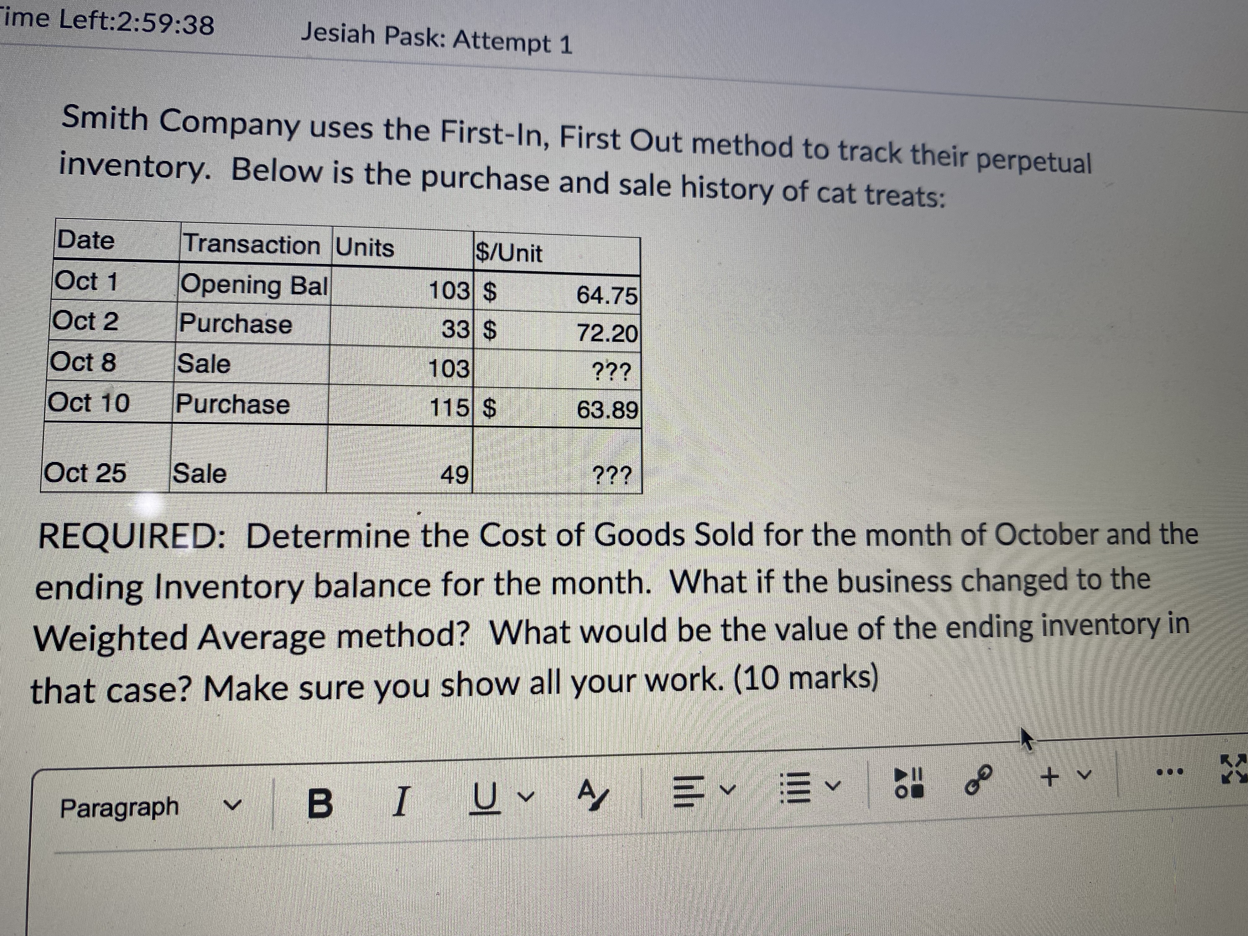 ime Left:2:59:38 Jesiah Pask: Attempt 1 Smith