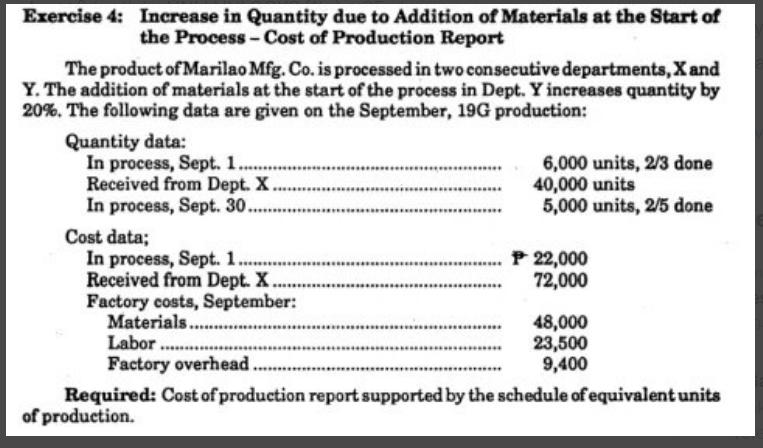 Exercise 3, 4, & 7 Topic: Process Costing-