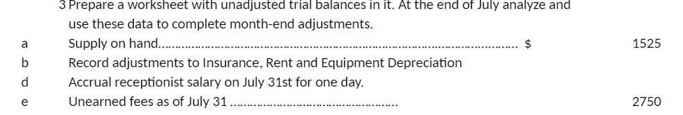 3 Prepare a worksheet with unadjusted trial