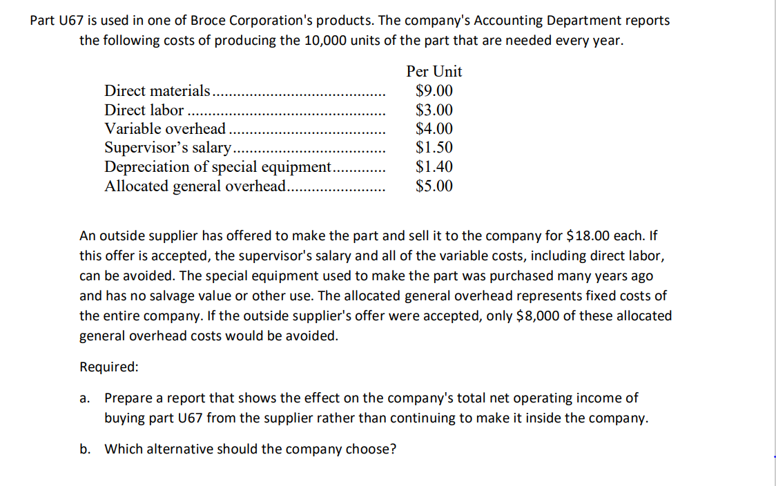 Part U67 is used in one of Broce