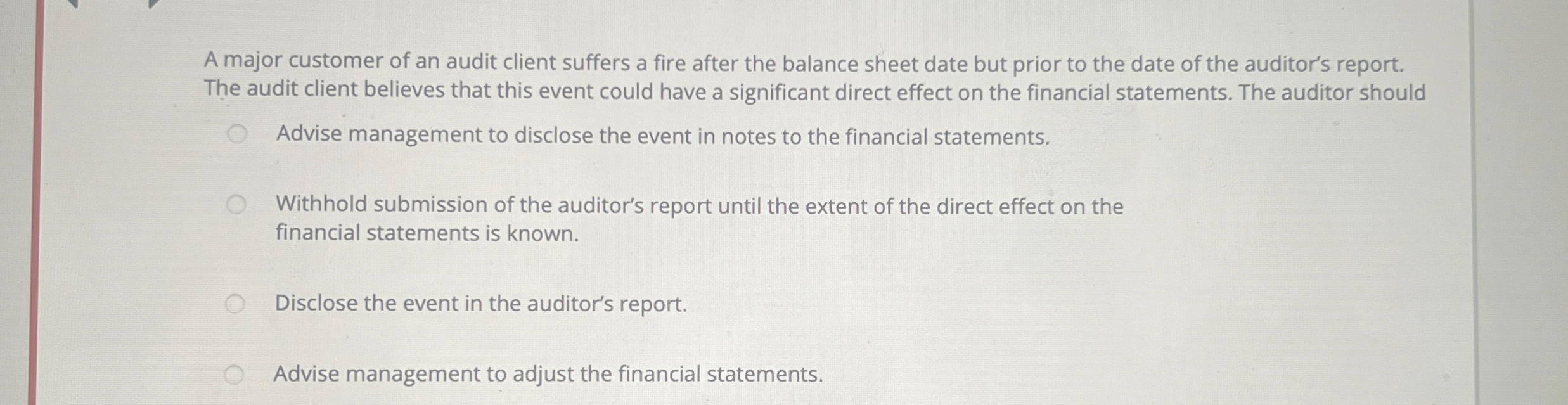 A major customer of an audit client suffers a