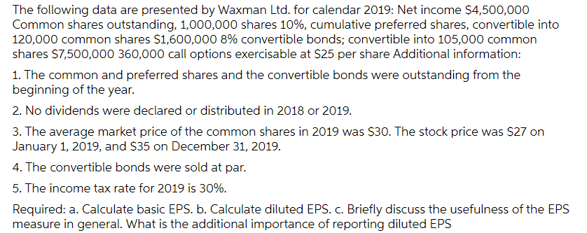please help The following data are presented by