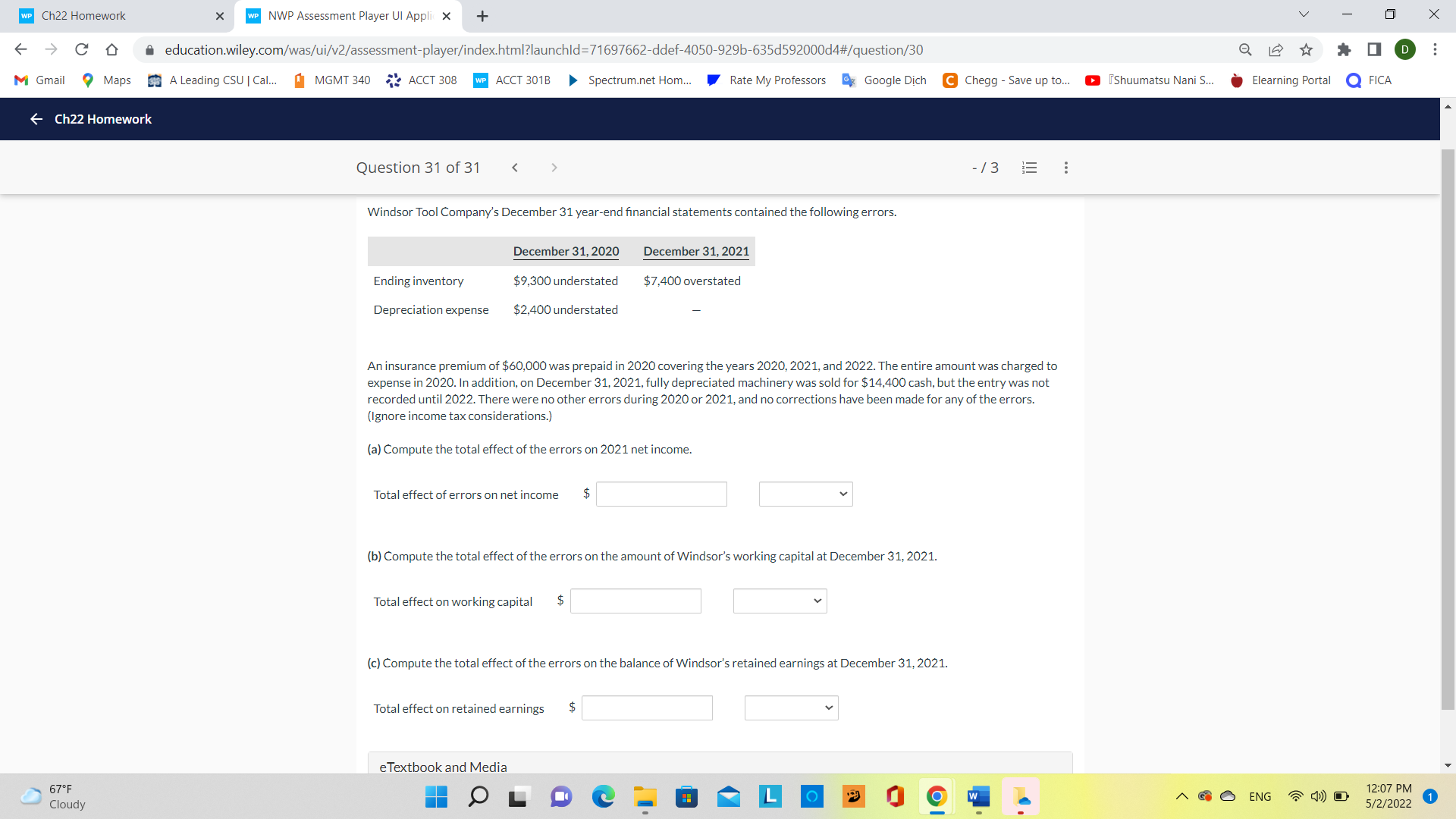 WP Ch22 Homework X WP NWP Assessment Player UI