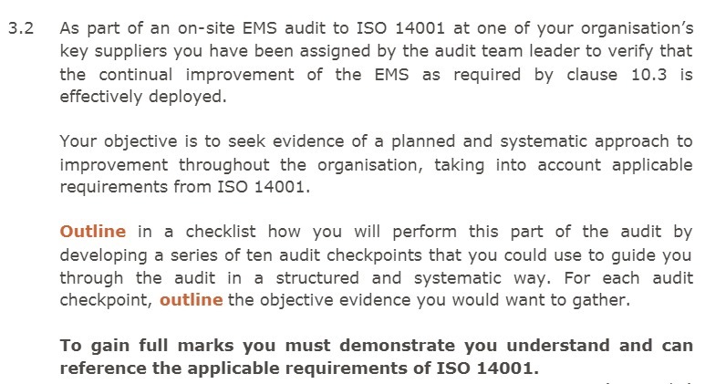 3.2 As part of an on-site EMS audit to ISO 14001