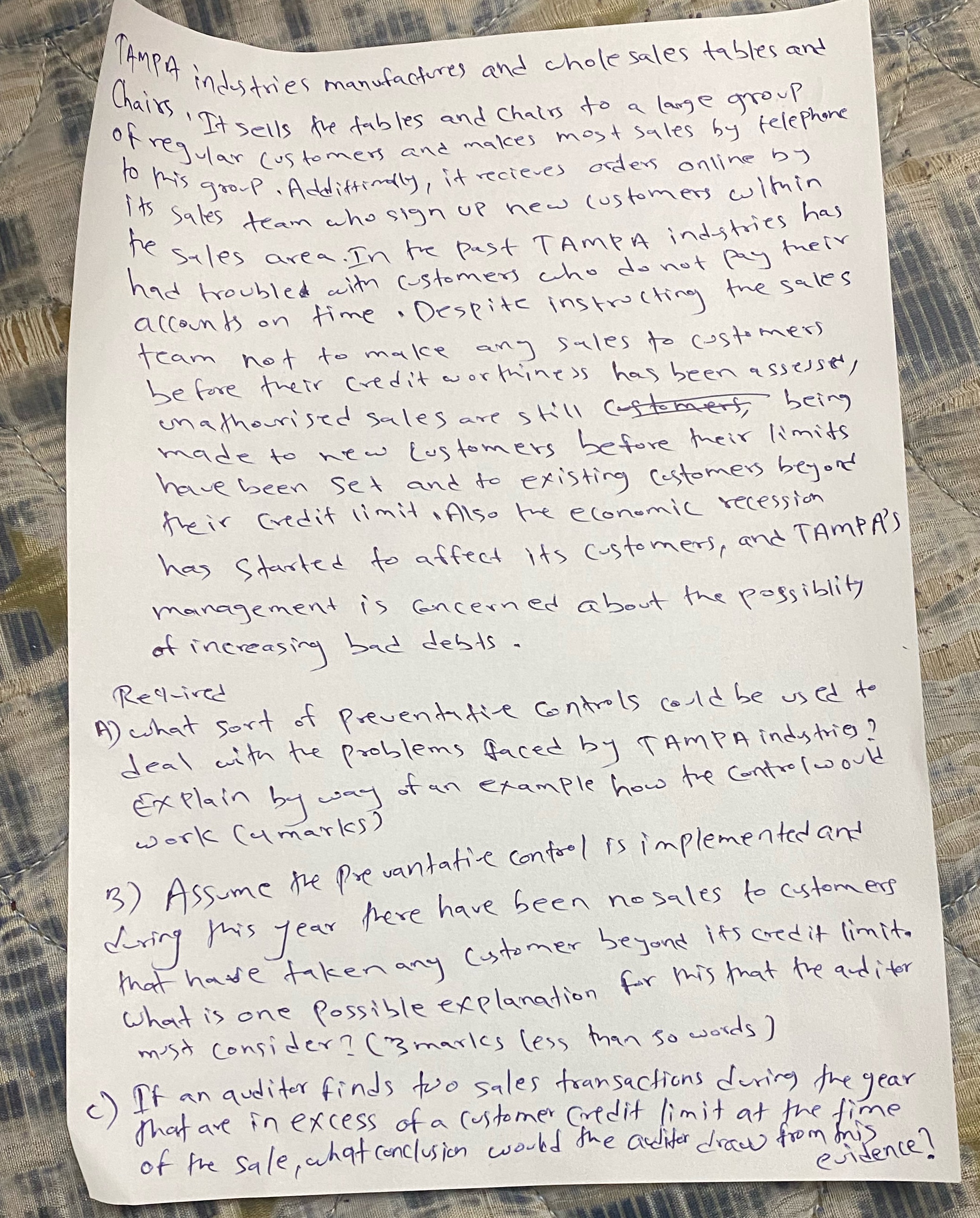 TAMPA industries manufactures and chole sales