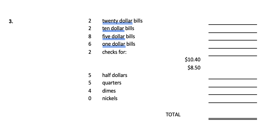 DEPOSIT AMOUNTS For the following problems,