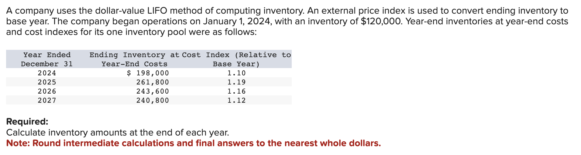 A company uses the dollar - value LIFO method of