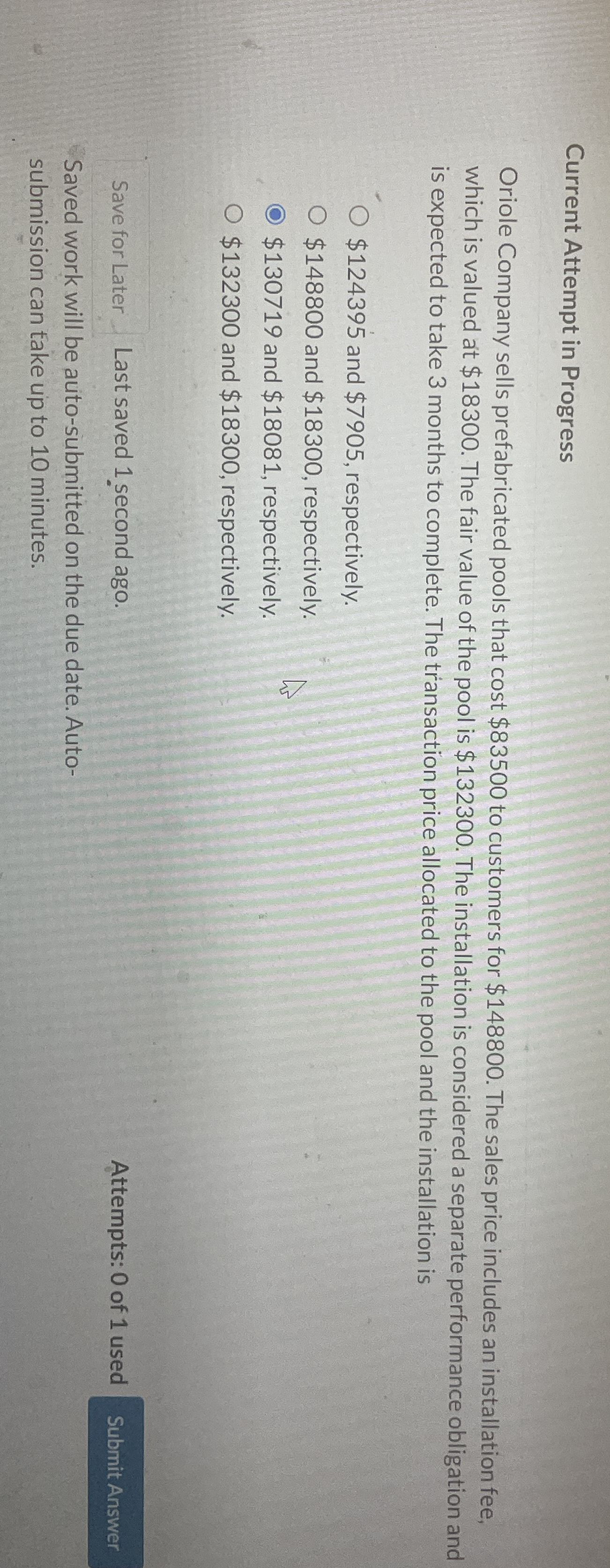 Current Attempt in Progress Oriole Company sells