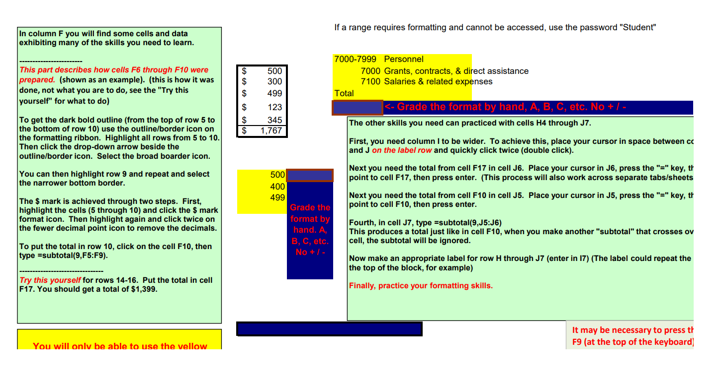 In column F you will find some cells and data
