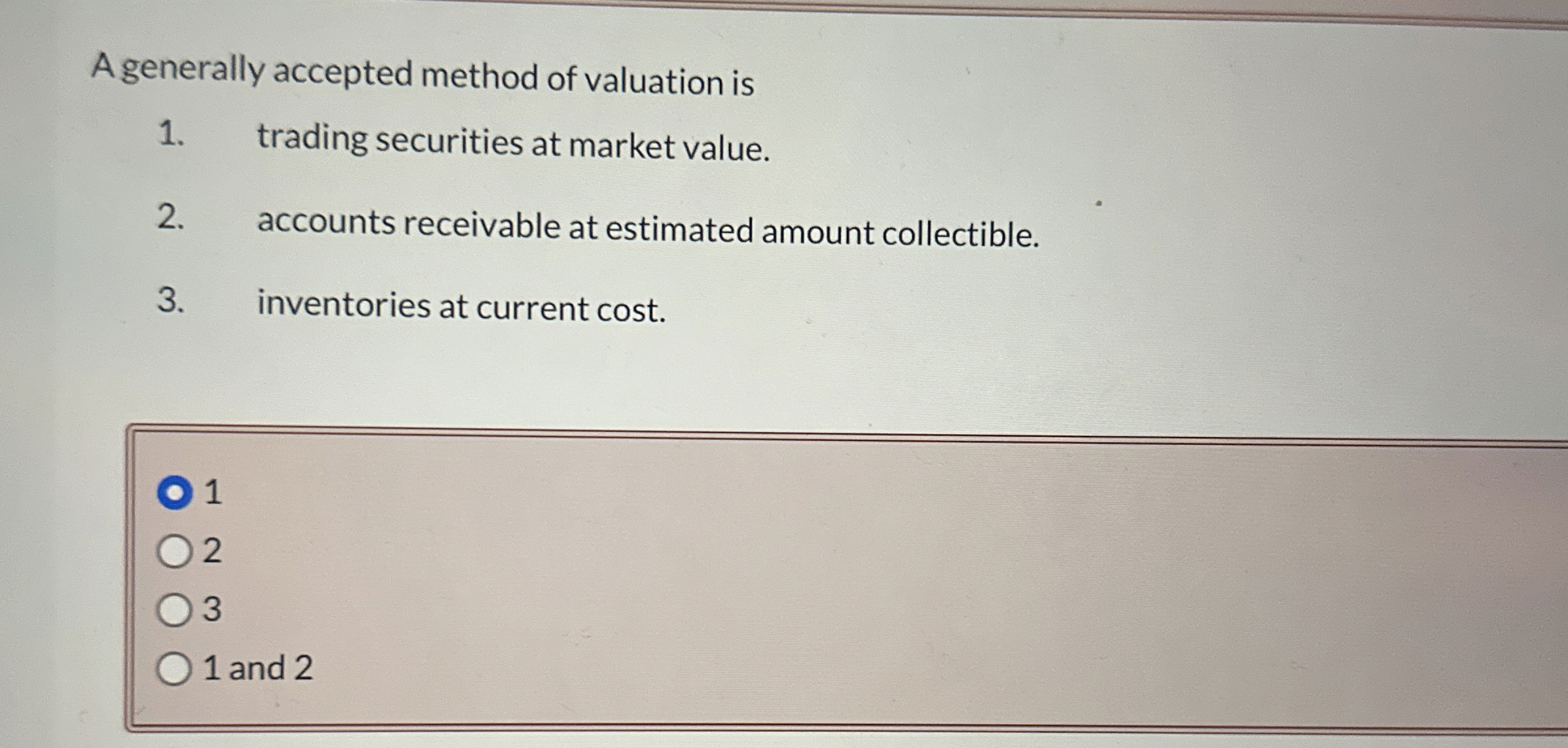A generally accepted method of valuation is