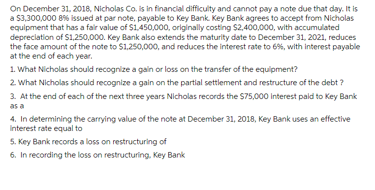 solve this On December 31, 2010, Nicholas Co. is