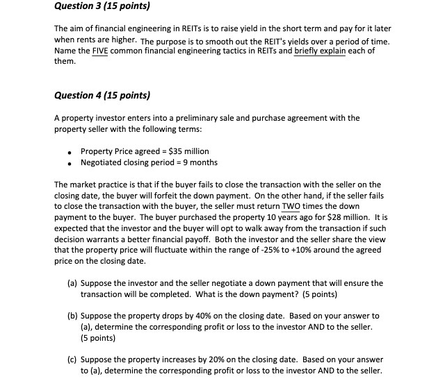 Question 3 (15 points) The aim of financial