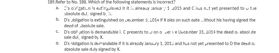 189.Refer to No. 188. Which of the following