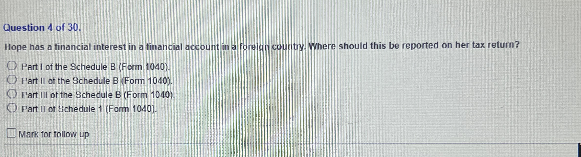 Question 4 of 3 0 . Hope has a financial interest