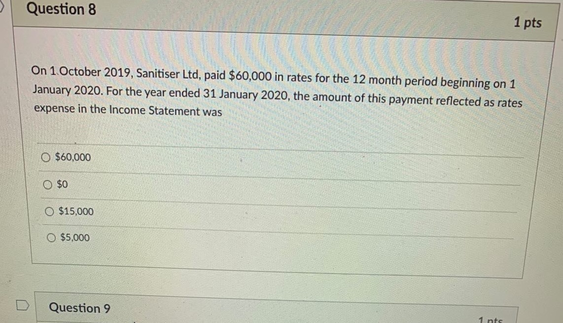 Urgent answer please Question 8 1 pts On 1