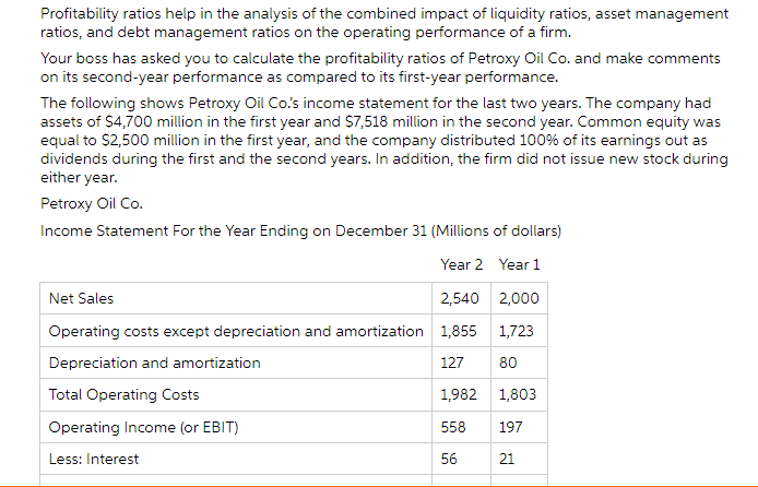 Profitability ratios help in the analysis of the