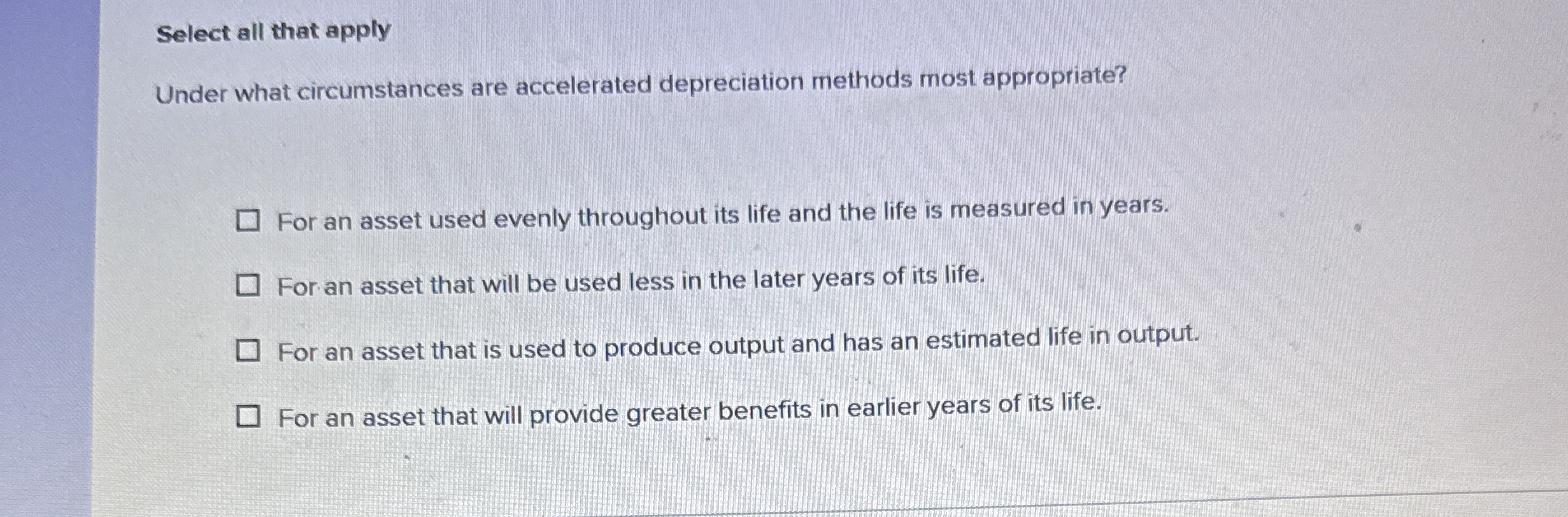 Select all that apply Under what circumstances