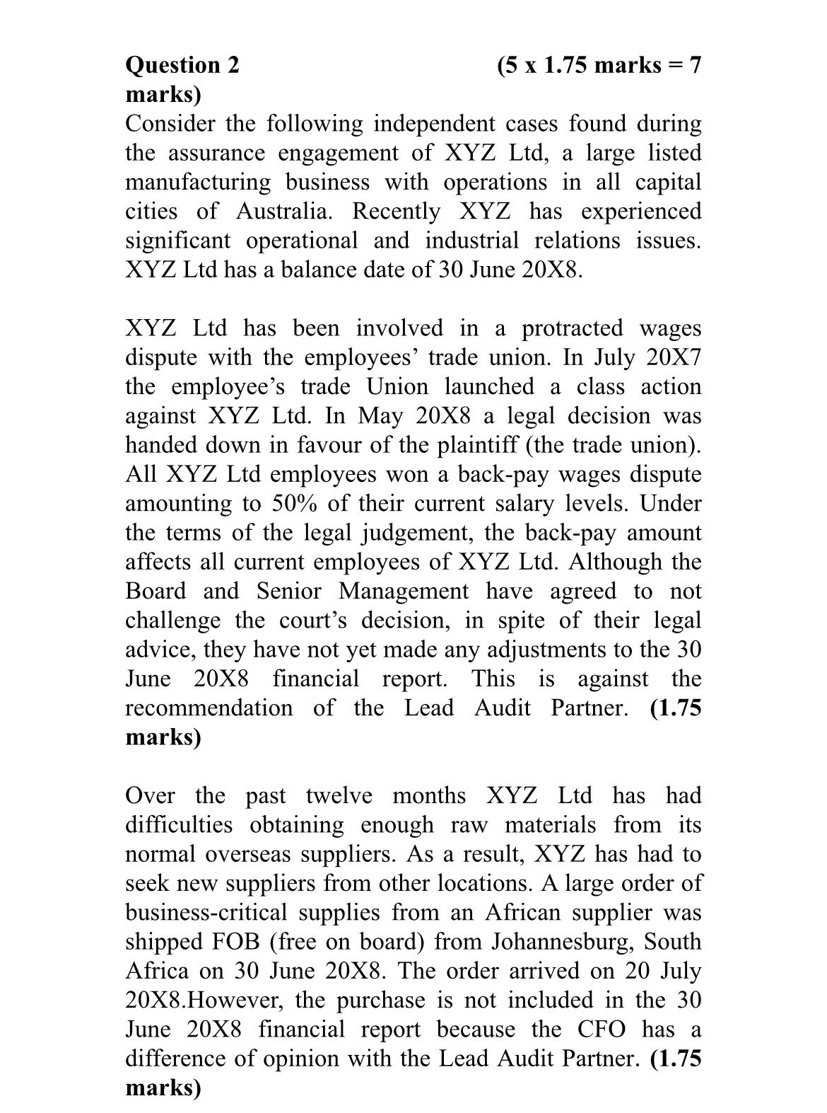 On 1 July 2018 the CEO of XYZ Ltd resigned amid