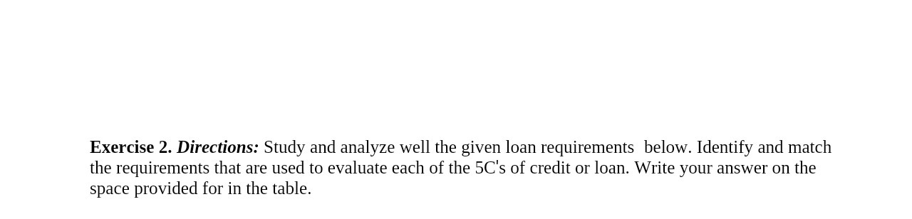 Exercise 2. Directions: Study and analyze well